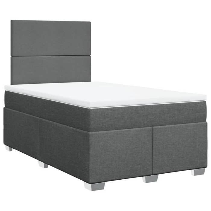 VidaXL Sommier à lattes de lit avec matelas gris foncé 120x190cm tissu, lit, lit à plate-forme, lit à panneaux, meuble de 3292721