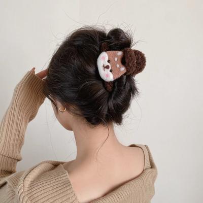 Cute Rabbit Puppy Plush Grab Clip Autumn and Winter Medium Back Head Shark Clip Premium Design Hairpin Hair Accessories