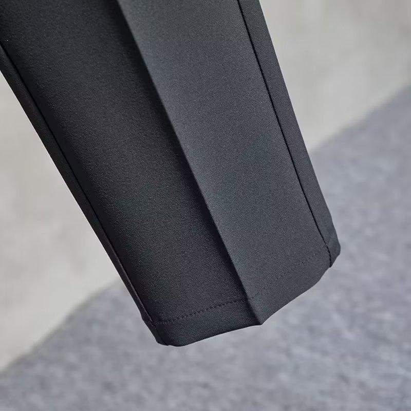 Casual Pants Men's Spring and Autumn Men's Summer Thin Elastic Boys' Pants Nine-point Trousers Men Solid Color Straight Suit Pants Slim Fit Business