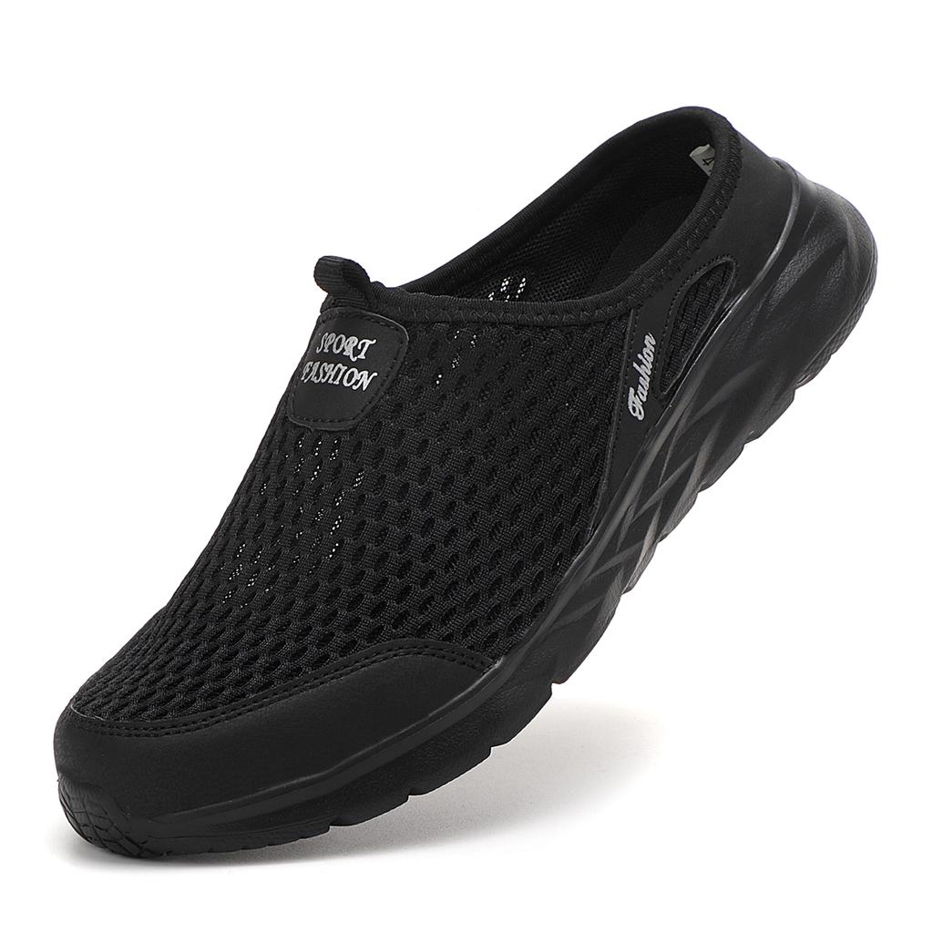Mens Half Slippers Summer Breathable Mesh Mens Shoes Outdoor Casual Walking Shoes Large Flat Light Mesh Slippers Sandals