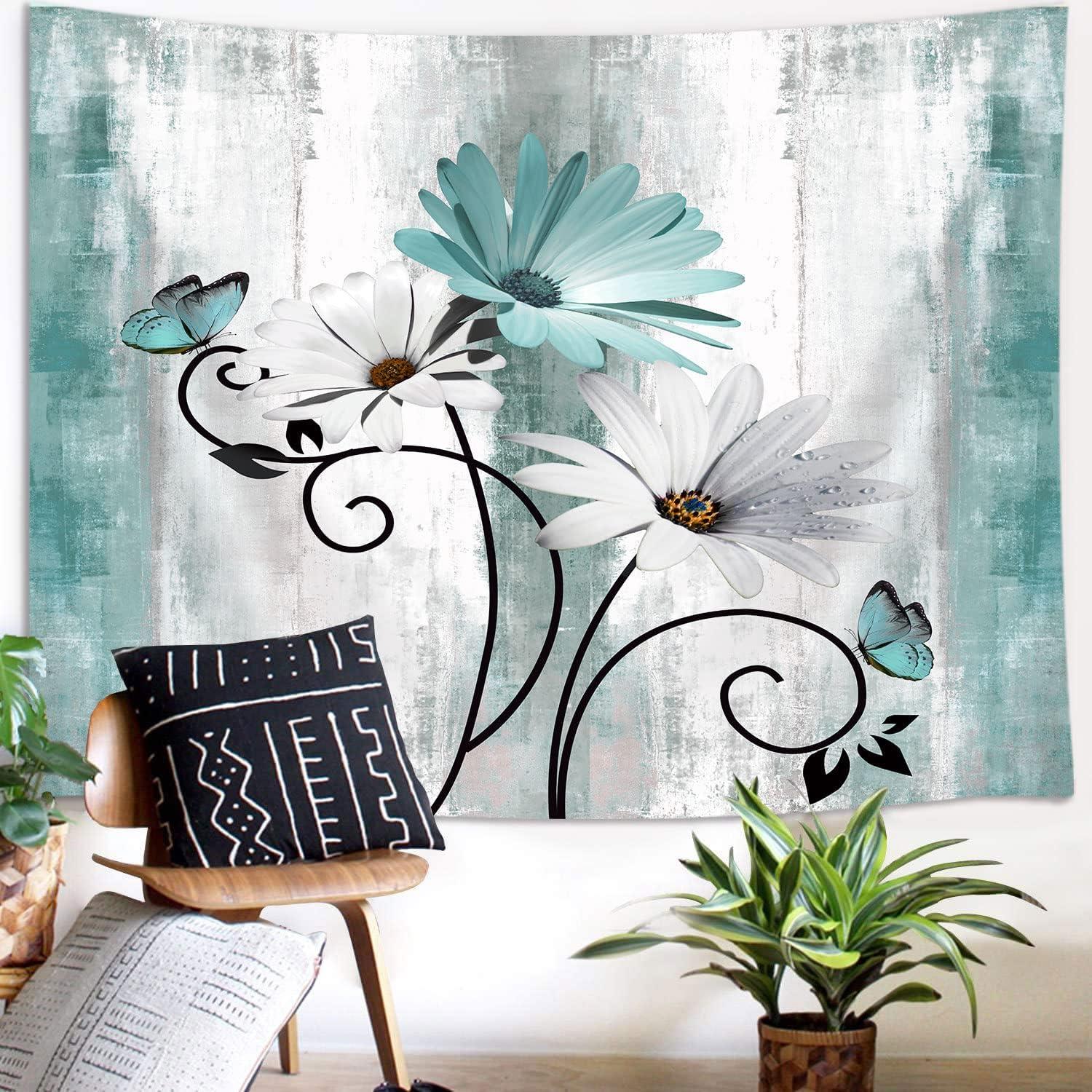 Tapestry rustic farm flowers farm turquoise 75x100 чёрный
