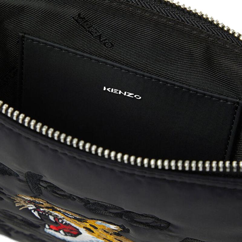 Kenzo Tiger Year Gold Tiger Head Logo Embroidered Print Document Pouch Unisex Pouch Black FB5-5PM222-F29-99