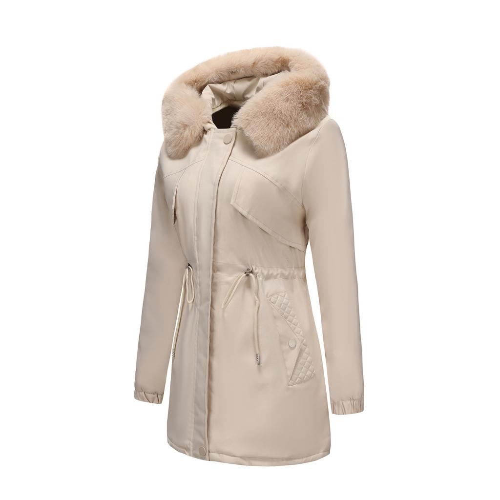 Women's Hooded Coat Ladies Winter Cotton Coat Thickened Warm Jacket