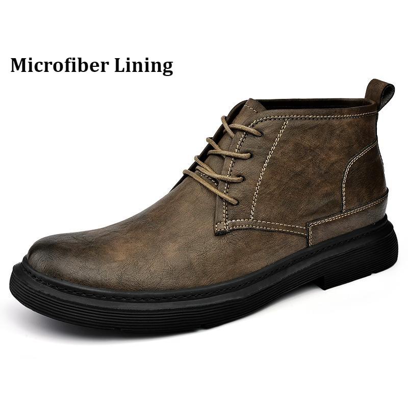 Men's Chukka Boots Casual Dress Ankle Boots Mid-Top Leather Shoes for Men Classic Men's Business Work Shoe