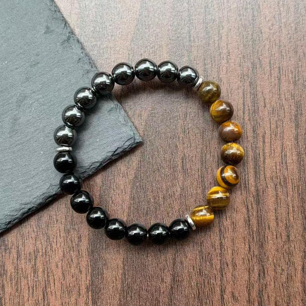 Xiyin TK Tiger Eye & Black Gallstone Bracelet - New Fashion Handcrafted Beaded String
