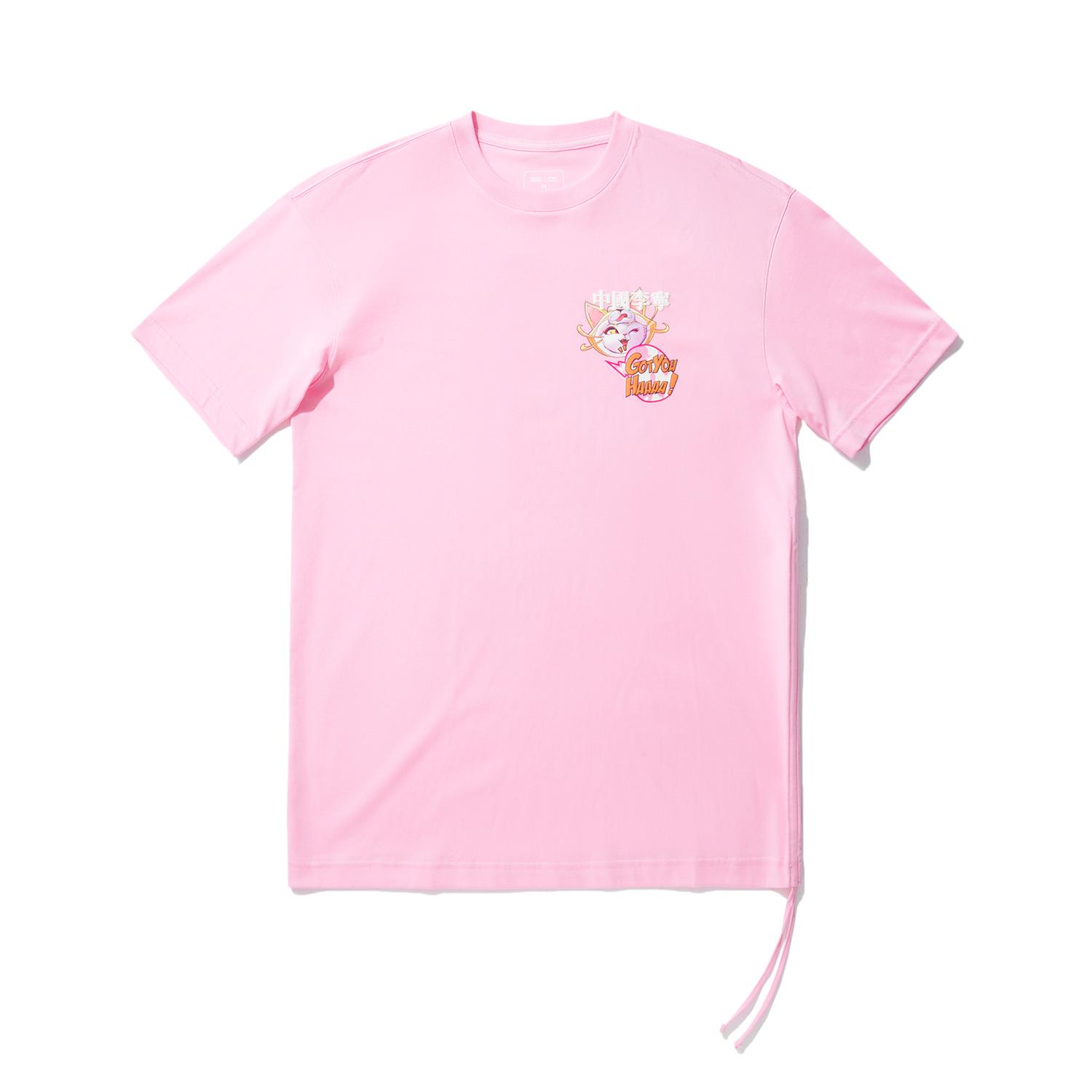 

Li Ning X League Of Legends Сотрудничество Серия Первого Апреля Мультяшный Аниме Буква Круглый Вырез Пуловер Спортивная Футболка с Коротким Рукавом AHSU814-2 M