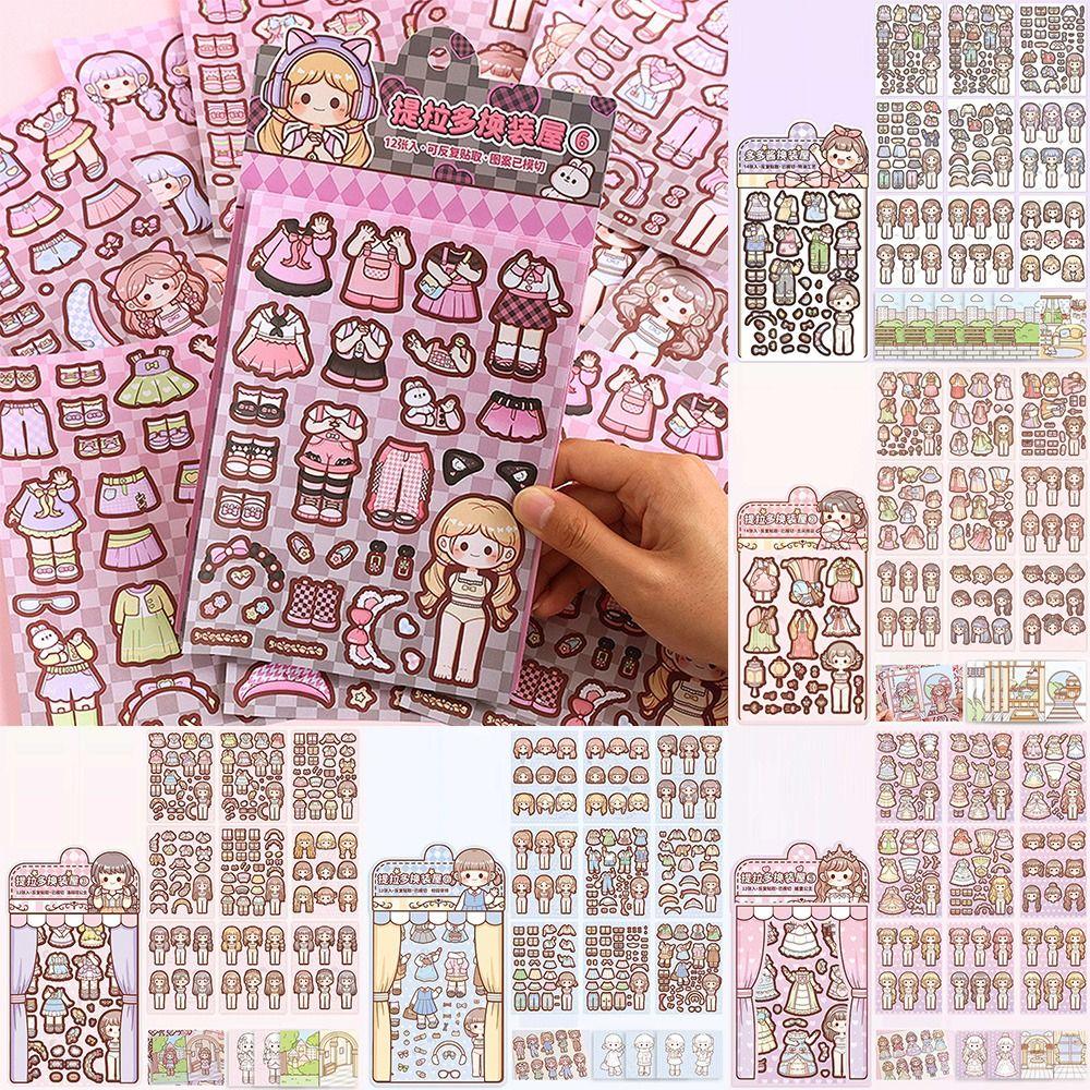 Papper Girls Dress Up Decorative Stickers Multicolor Handbook Stickers  for Kids