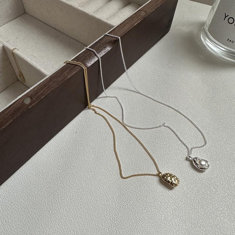 S925 Sterling Silver Pearl Pea Necklace - Korean INS Style, Fashionable & Simple Clavicle Chain