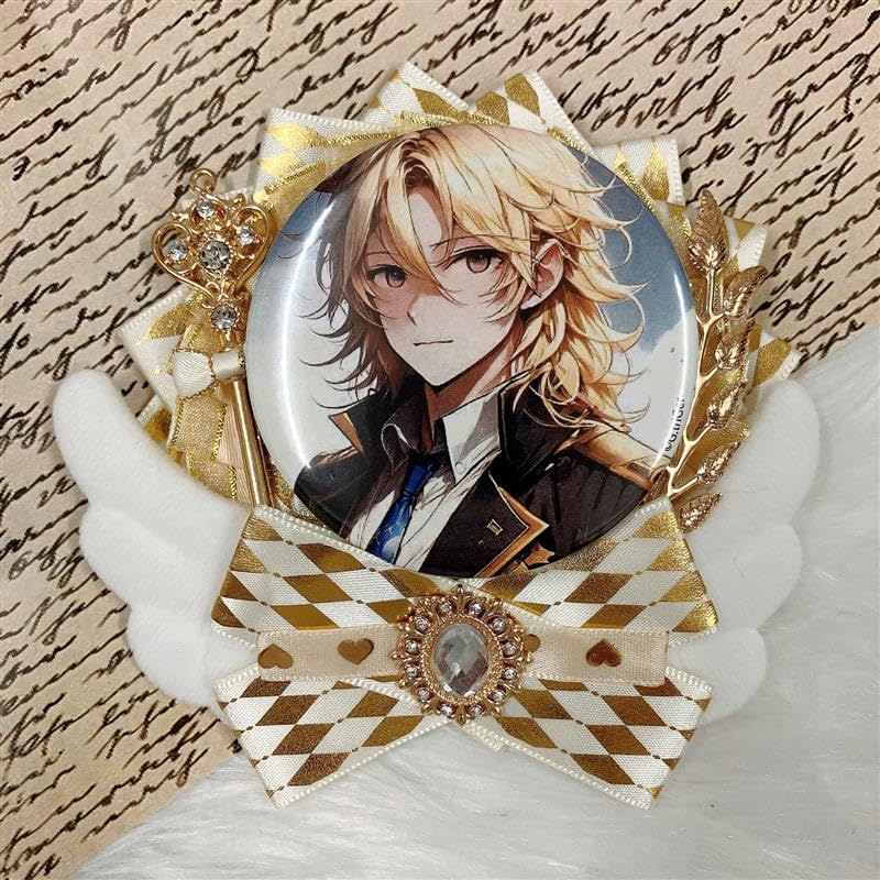G Trigger Itasha Rosette with Wings for Can Badges, Angel Design, 57mm and 58mm, Perfect for Itasha Bag Decorations, Handmade Rosette with Ribbon,