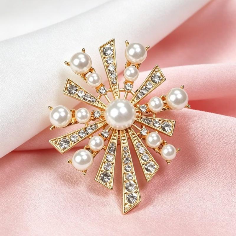 Exquisite Diamond Pearl Brooches For Women Girls Banquet Weddings Pins Versatile Shiny Corsage Clothing Accessories Gifts