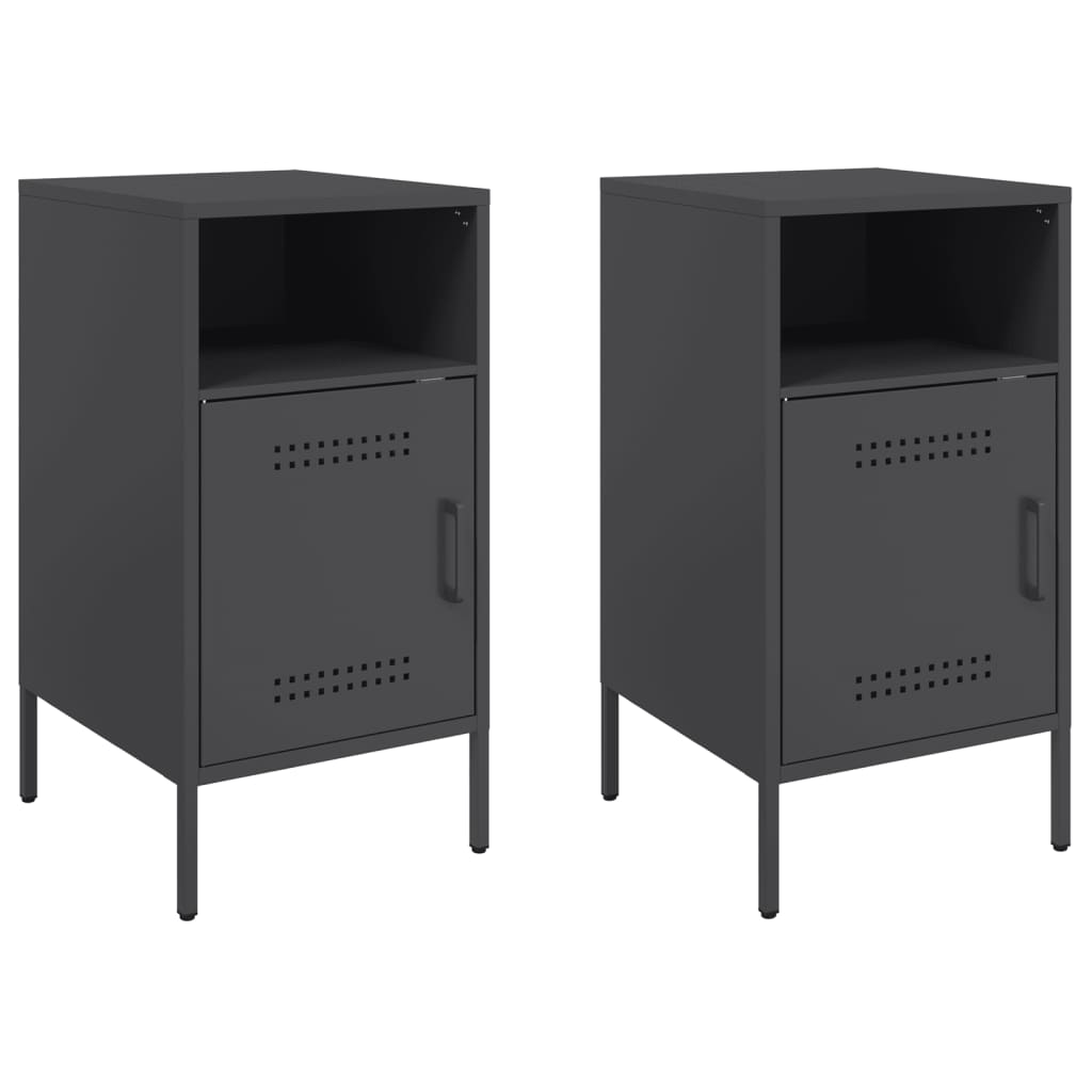 Nightstands 2 Pcs Black 36 X 39 X 68 Cm Steel