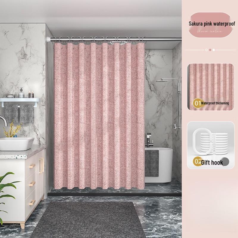 Xihe Linen-Style Waterproof Shower Curtain 180x220 cm