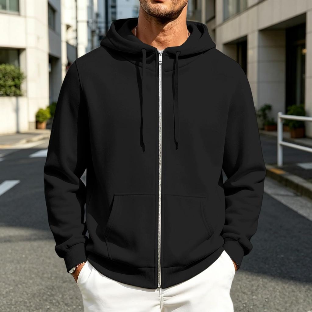 Men's Casual Zip-Up Hoodie Sweatshirt Jacket with Pockets