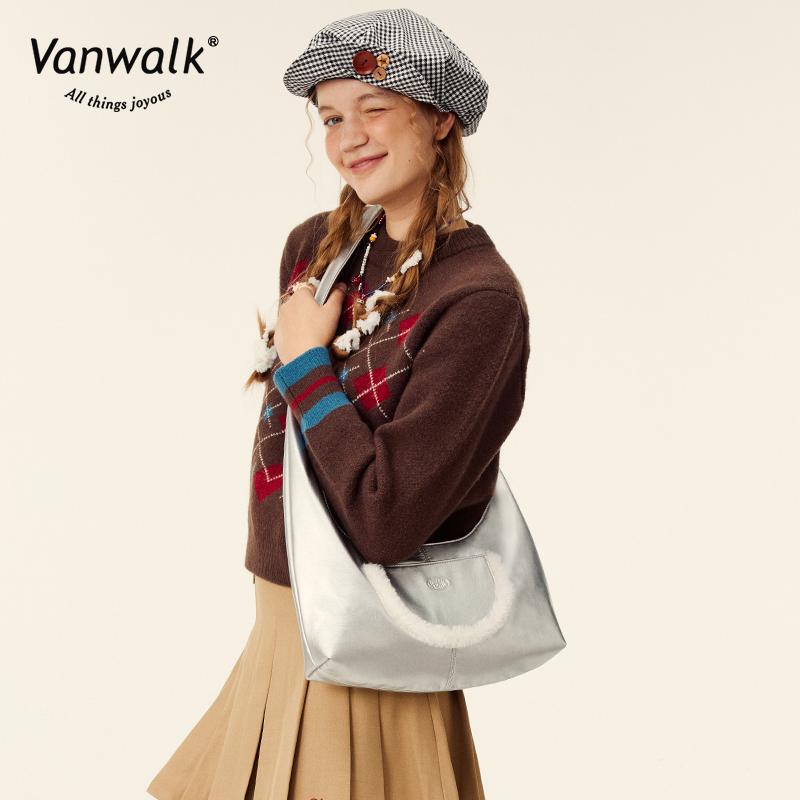 Vanwalk Half-Moon Shopper Bag [Silver]