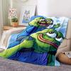 Cartoon Pepe The Frog Face HD Soft Flannel Blanket for Beds Bedroom Sofa Picnic,Throw Blanket for Cover Outdoor Leisure Nap Gift