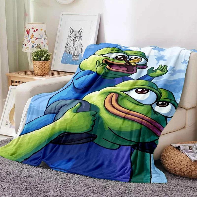 Cartoon Pepe The Frog Face HD Soft Flannel Blanket for Beds Bedroom Sofa Picnic,Throw Blanket for Cover Outdoor Leisure Nap Gift