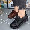Sapatos Femininos de Couro Cadarço Casual Retrô