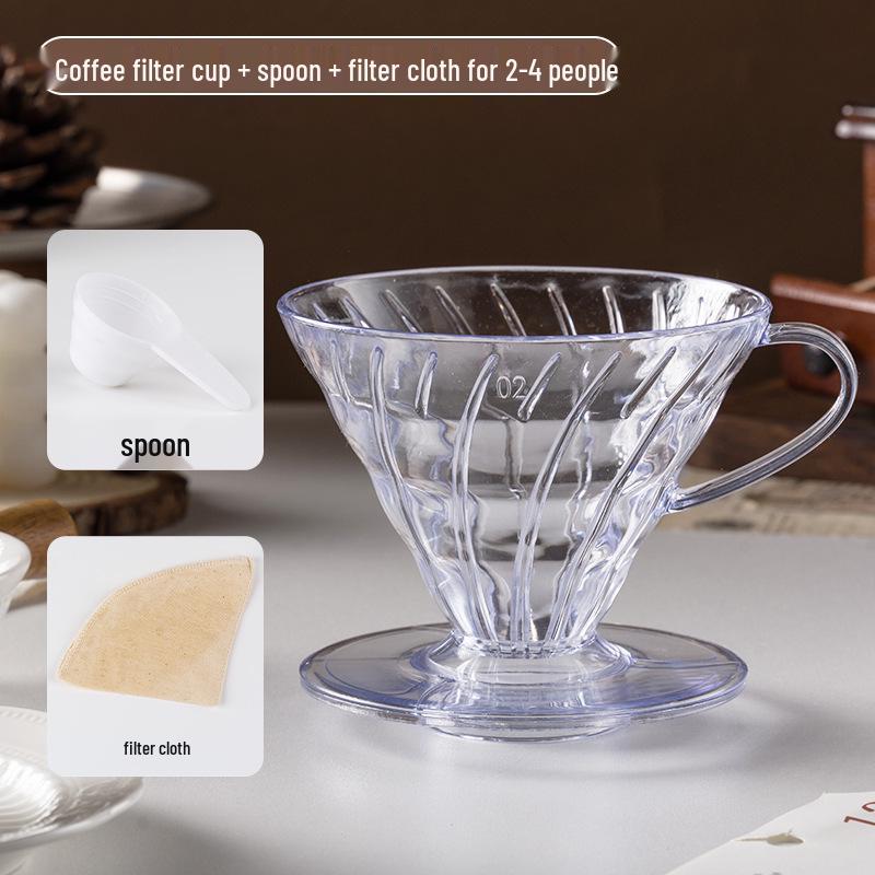 Clear Plastic Pour-Over Coffee Filter Conical Drip Pot