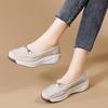 Women's New Leather Hollow Out Wedges Casual Shoes Thick Sole Non Slip Round Toe Shallow Slip On Lightweight Loafer Shoes