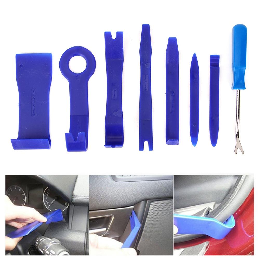 8pcs Car Interior Trim Disassembly Pry 6in Audio Navigation Removal Repair Tool KitBlue