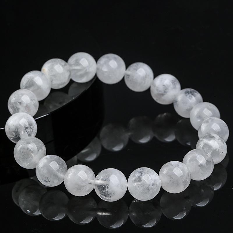 Hongchu Crystal Natural Snowflake Phantom Round Bead Bracelet  Natural White Snowflake Phantom Bracelet