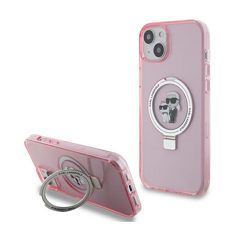 Karl Lagerfeld Ring Stand Karl & Choupette Magsafe - Etui Iphone 15 Plus (Różowy)