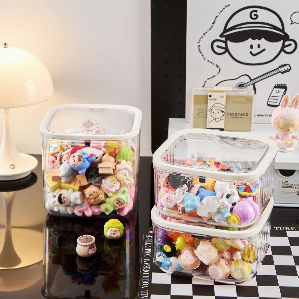 Transparent Mini Storage Box with Lid for Food, Toys & Figurines - Cute Desktop Display