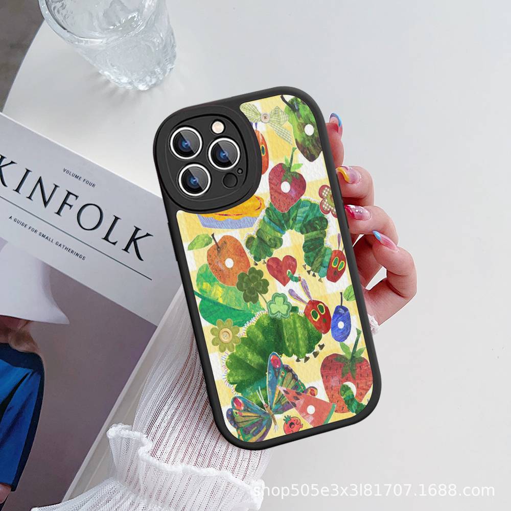 

The Very Hungry Caterpillar Phone Case For IPhone 16 15 14 13 12 11 Pro Max Plus 16E Soft Leather Cover iPhone 16 plus