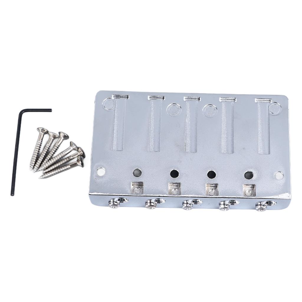 Electric Bass Bridge 5 String Bass Saddle Bridge Thickened Tailpiece Bridge Replacement with Screws Wrench