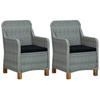 Day and Night - Day and Night Garden Chairs with Cushions 2 Pcs Light Gray Synthetic Rattan