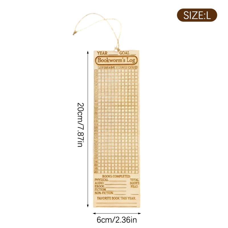 Wooden Book Tracker Bookmark - Books Read This Year Counter, Yearly Habit Log, Laser-Engraved Reader Planner