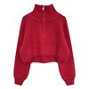 Half-zipper High Neck Solid Color High Waist Pullover Sweater Women's Short Fashion Melad Color Wear Knitted Tops Comfortable and Versatile