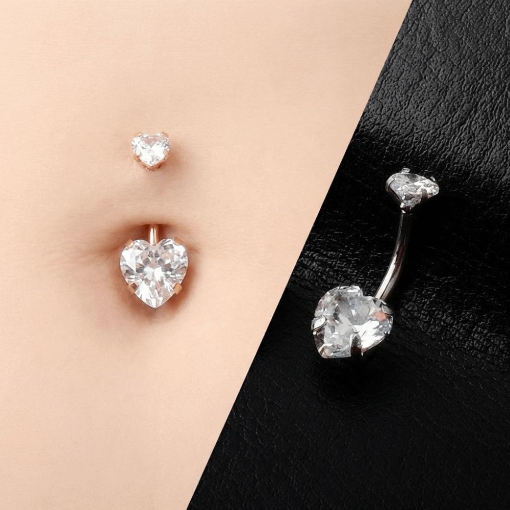 Körperschmuck aus Edelstahl Zirkon Bauchnabelpiercing Geschenk Herz Bauchnabelpiercing Damen