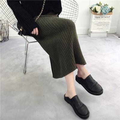 Women's Autumn and Winter Solid Colour High Waist Hip Skirt Short Half-body Skirt