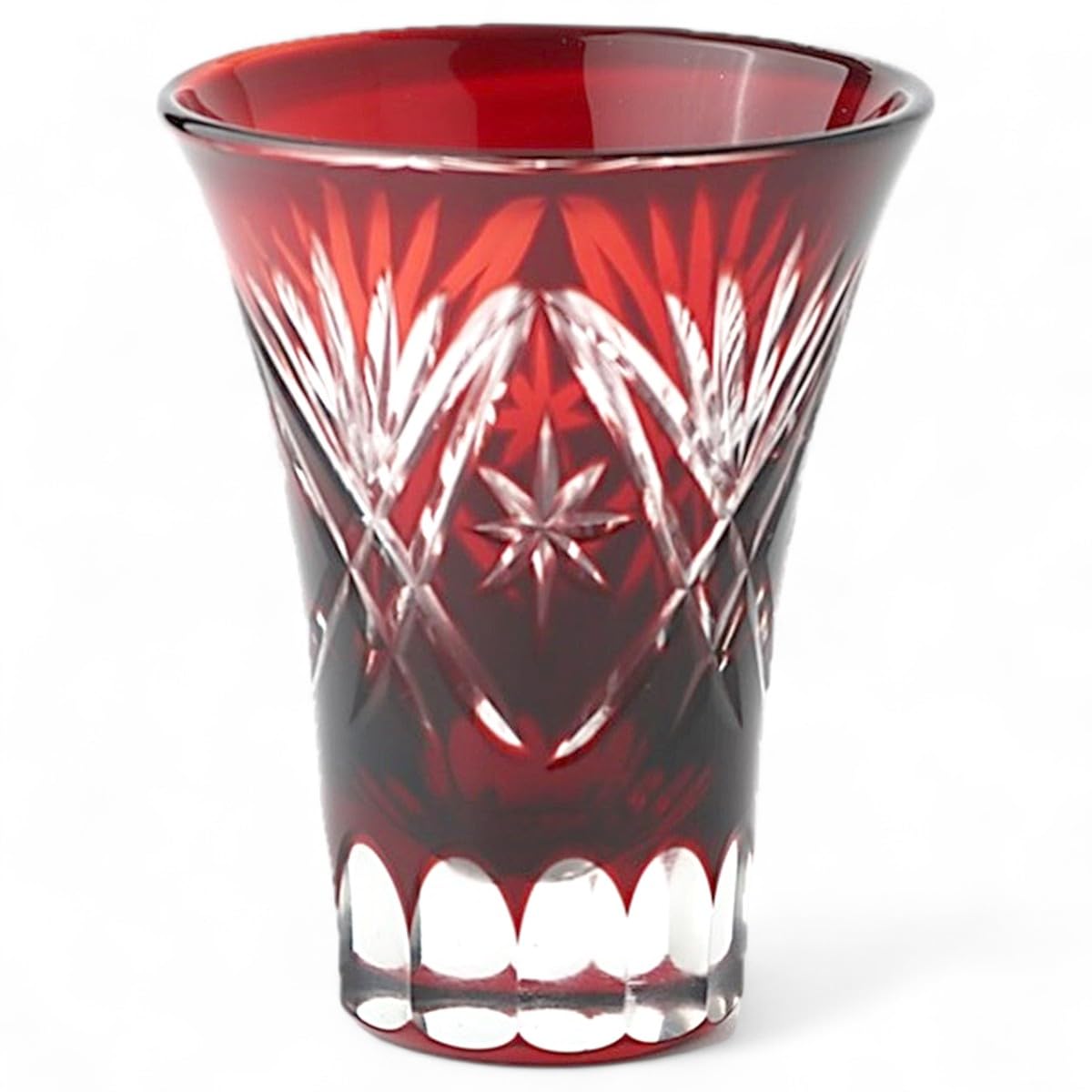 

Стакан Мизукаге из стекла кирико для холодных напитков Диаметр x Звездный веер Текущая модель J-kitchens Саке, 6.2 7.8см, 60мл, Дизайн, Красный, Бишо,