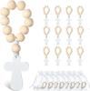 6/12/18PCS Wooden Rosary Wood Bulk Catholic with Crucifix Wooden Cross Pendant with White Mesh Bags for Baptism First Communion