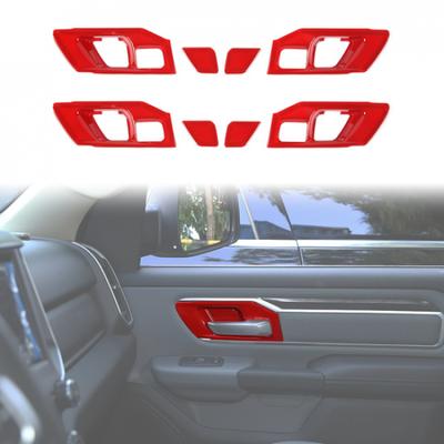 8 szt. Czerwona ramka ozdobna osłony miseczki klamki wewnętrznej drzwi samochodu dla Dodge Ram 1500 2018+