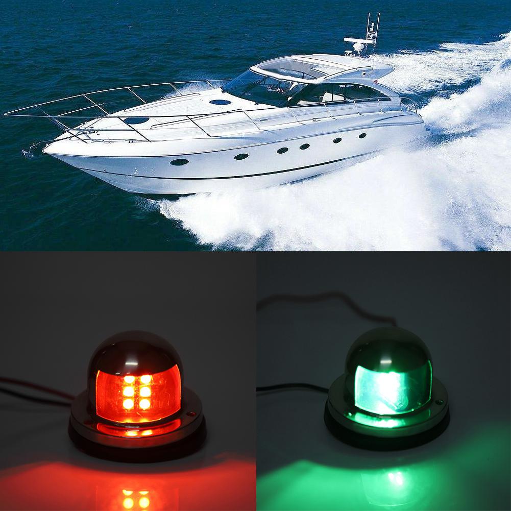 1 Pair Red & Green LED Navigation Light Signal Lamp Sidelight for Marine Boat Yacht Accessory