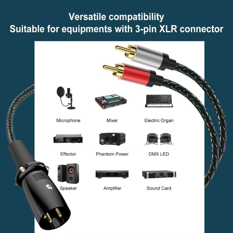 3Pin Male To 2RCA Male Splitter 3Pin To 2RCA Stereo Patching Sound Cable Interconnect Duplicator Cable Adapter