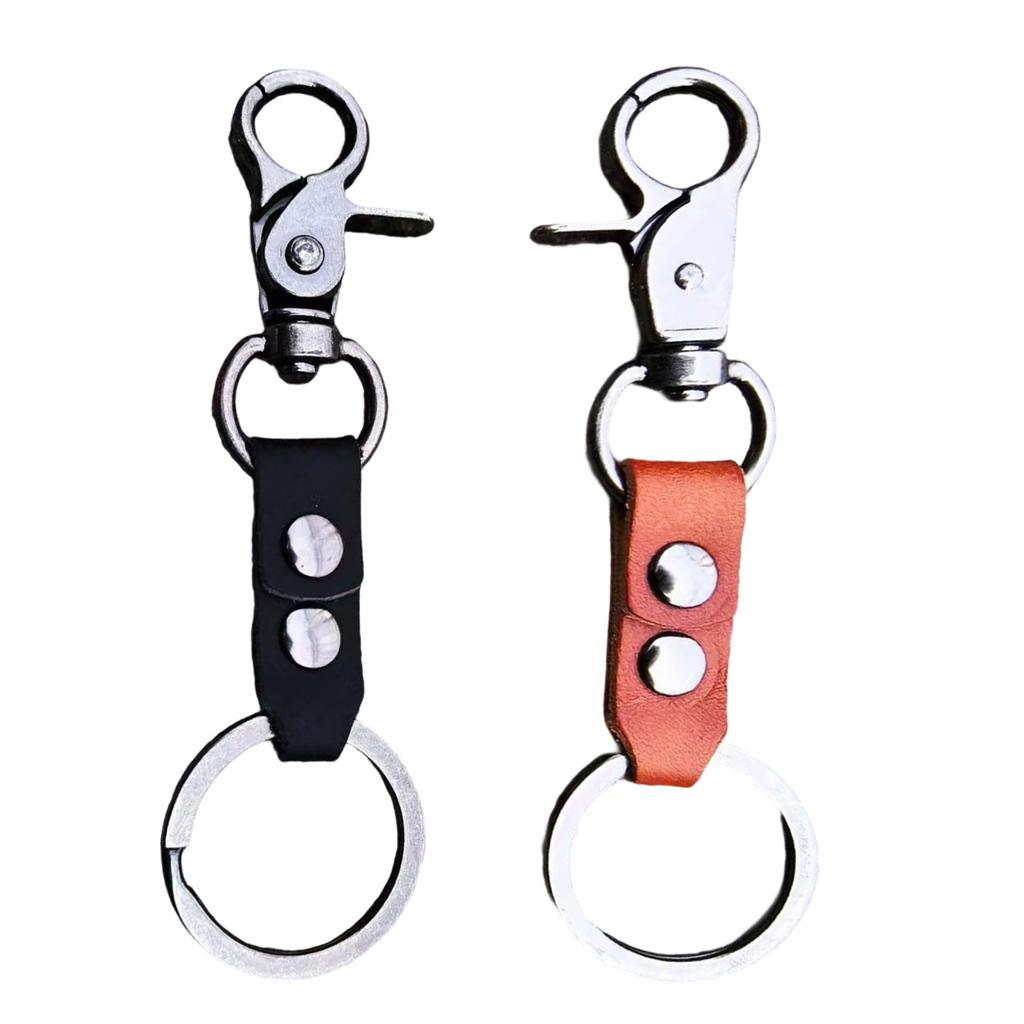 Vintage Style Men Leather Keychain With Secure Metal Clasp Durable Key Ring Functional Key Holder For Everyday Carry