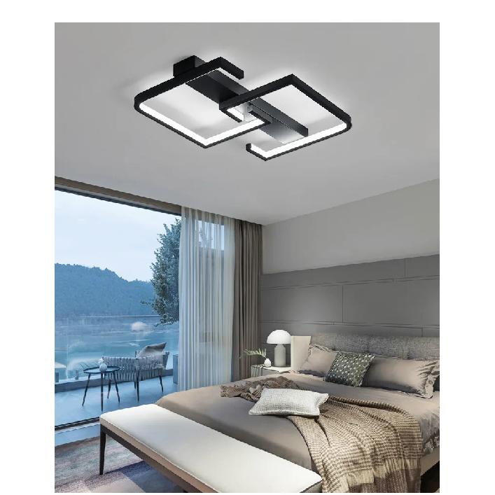 Luzes de Teto LED com Controle Remoto Nórdico Luz de Teto Moderna para Quarto 220v Sala de Estar Lâmpadas de Teto LED Pretas Dimerizáveis Iluminação