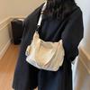Large Capacity Tote Bag Canvas Bag Solid Color Student Crossbody Bag