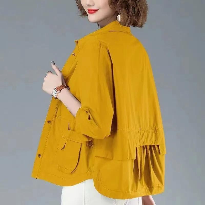 Spring Autumn Korean Thin Style Leisure Cardigan Jacket Windbreaker Coat Mom's Costume Loose Short Blouse Jacket