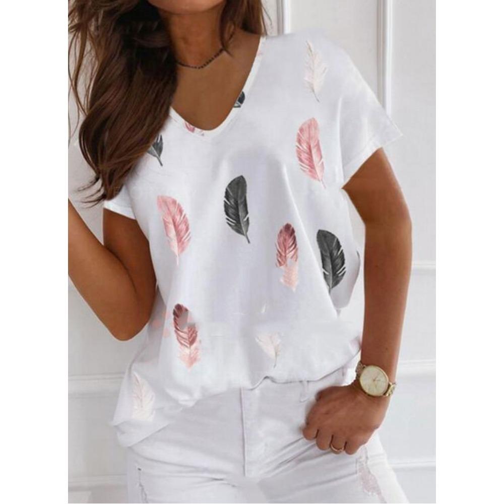 Modna koszulka damska druk 3d dekolt w serek topy z krótkim rękawem Tees letnie ubrania Y2k 2023 nowa odzież damska duży rozmiar T Shirt