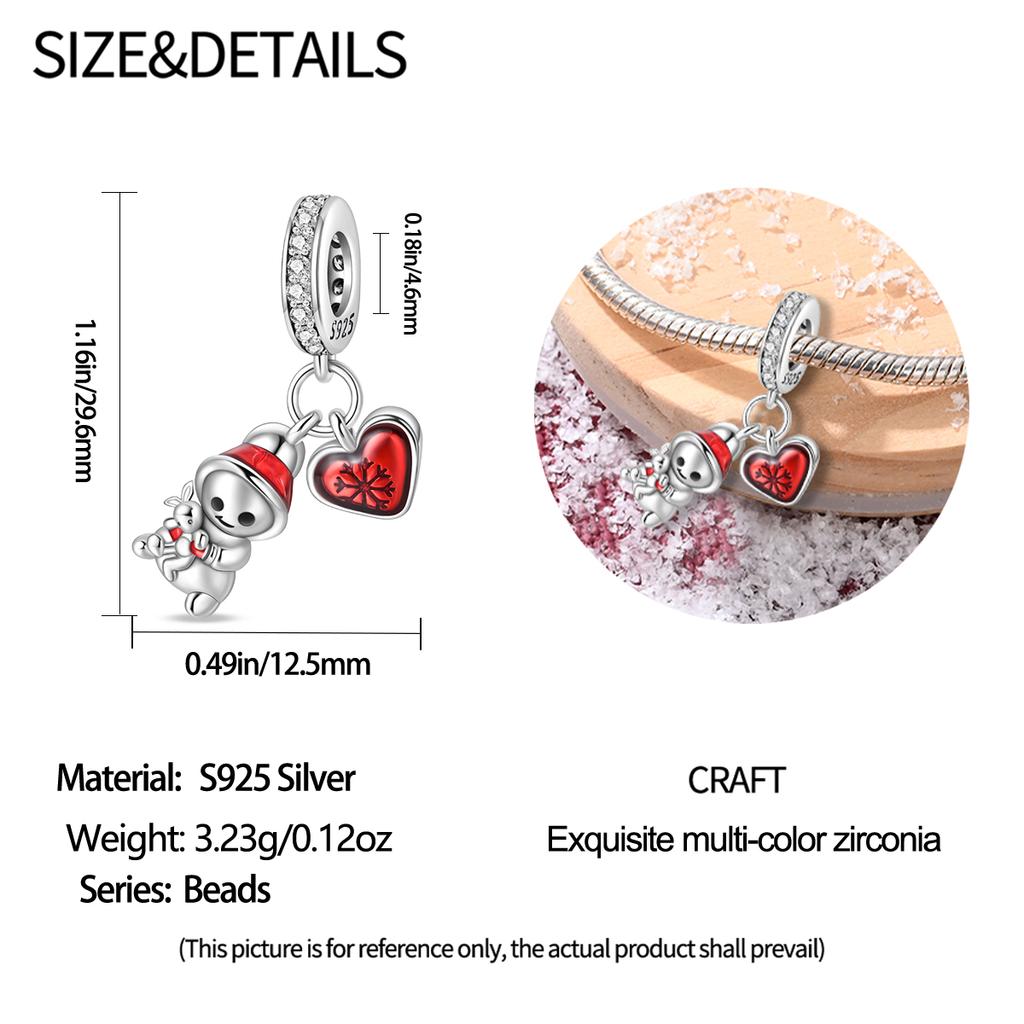 Christmas Originalcopper Charms Luxury Little Snowman Beads Fit Bracelet Diy Women Making Delicate Gift
