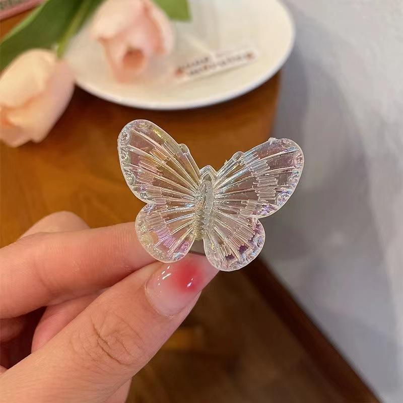 New Gradient Semi Transparent Butterfly Hair Clip Women Simple Fashion Sweet Duckbill Clip for Vacation Hair Accessories
