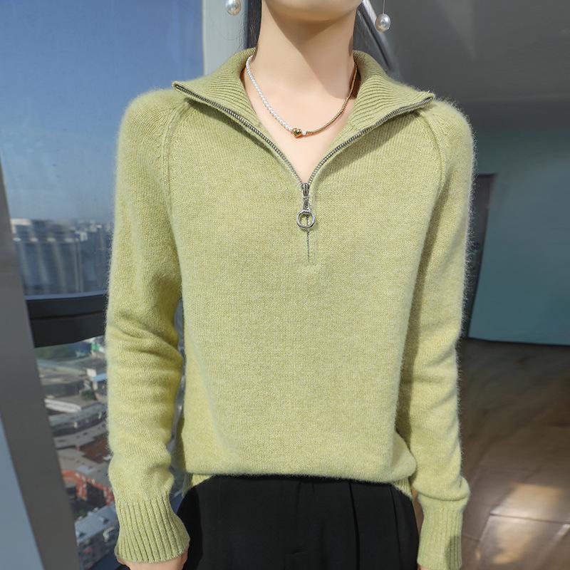 Women's Soft Slimming Half-Zip Wool Cardigan - Thick, Warm, & Skin-Friendly Knitwear for Winter