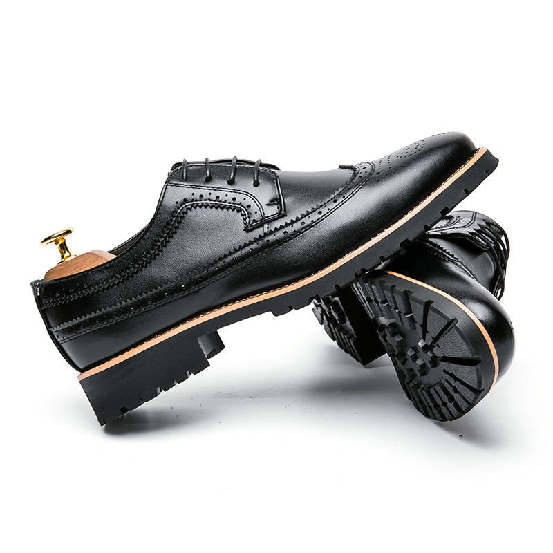British Men's Leather Shoes Derbies Business Casual Shoes Brogue
