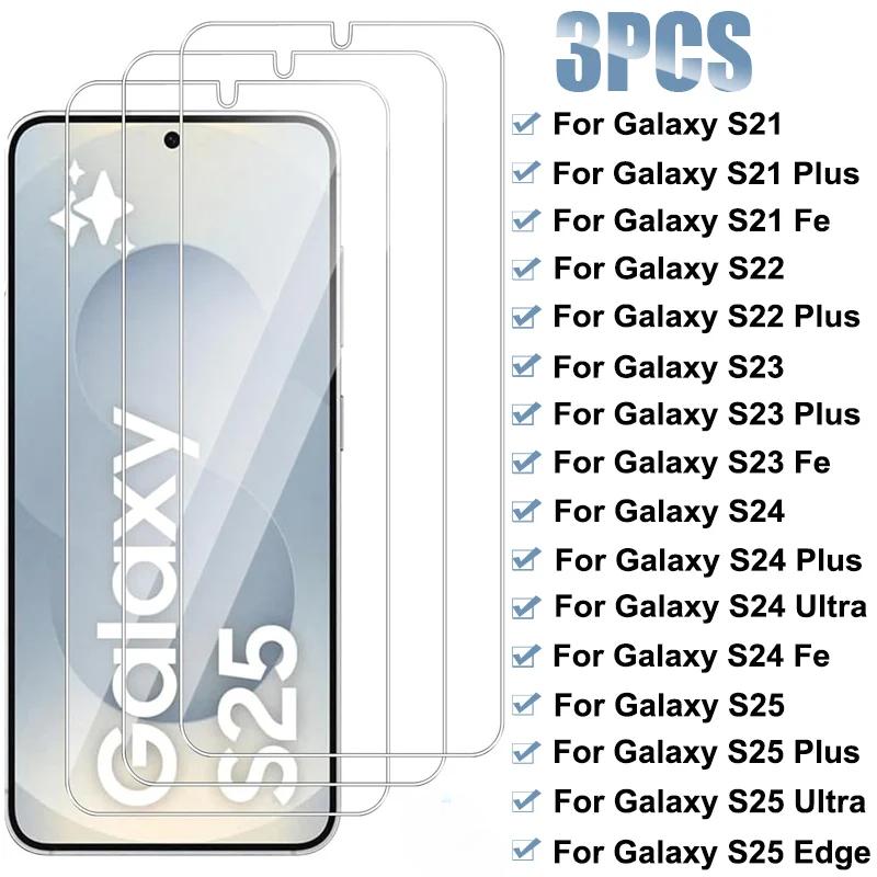 

3PCS Full Cover Tempered Glass For Samsung Galaxy S25 S24 Ultra S25 Edge Screen Protector For Samsung S23 S22 Plus S21 Fe Glass S25 Ultra чистий