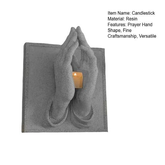 Portacandela Mano in Preghiera Materiale Resina Simbolo di Fede Emozione Calore Speranza Portacandela Accento Domestico Pacifico